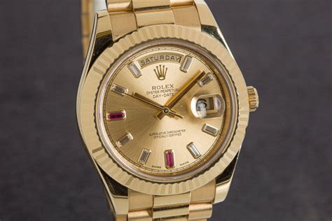 rolex 218238 champaigne dial 8 diamonds 2 ruby baguettes|Rolex Day.